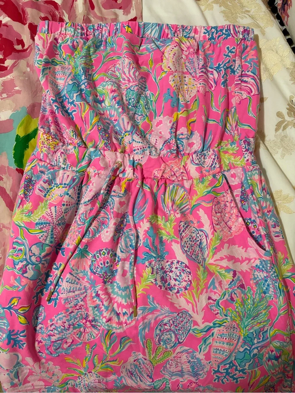 Lilly Pulitzer Vibrant Pink Strapless Seashell Print Sundress - Picture 4 of 6